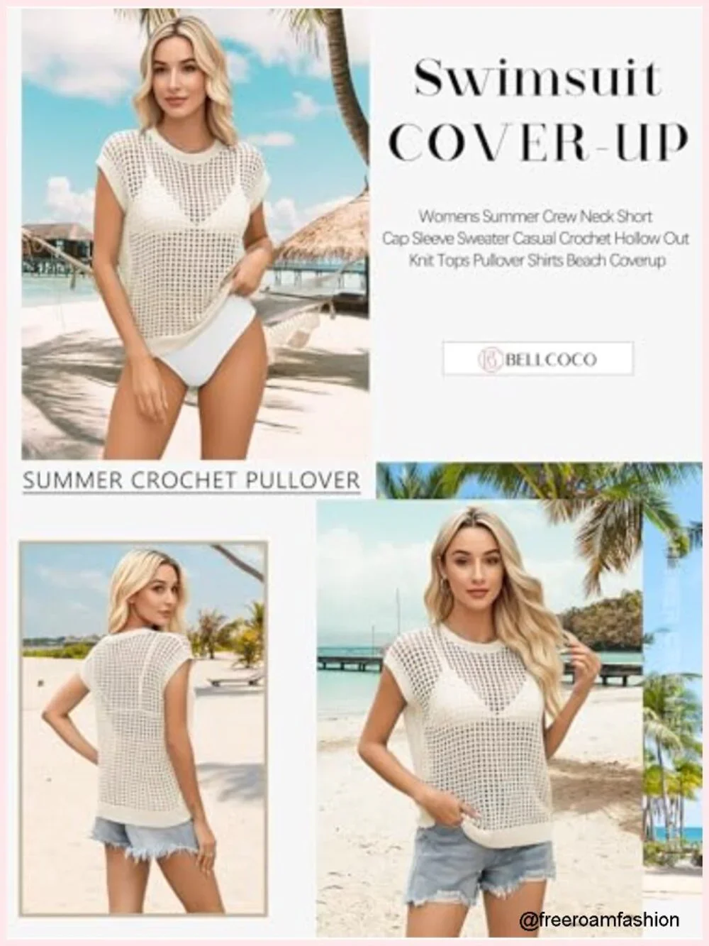 Crochet Cover Up Tank Top Hollow Out Cap Sleeve Sweater Vest